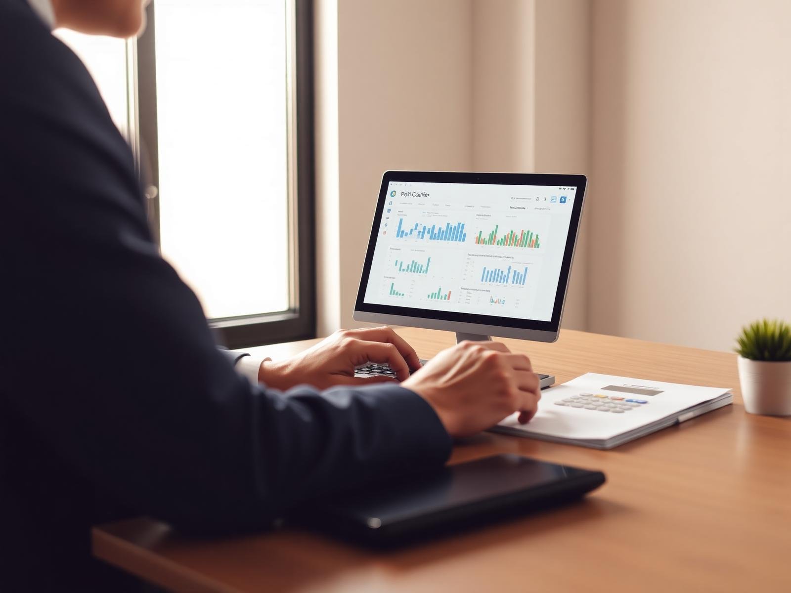 Modern accountant reviewing financial dashboard
